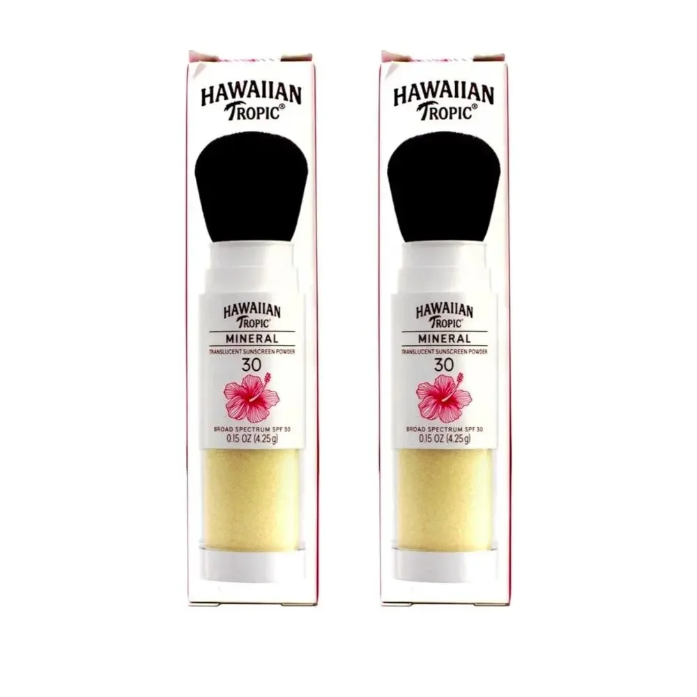 Hawaiian Tropic Mineral Translucent Powder Sunscreen Brush SPF 30, 2 Pack